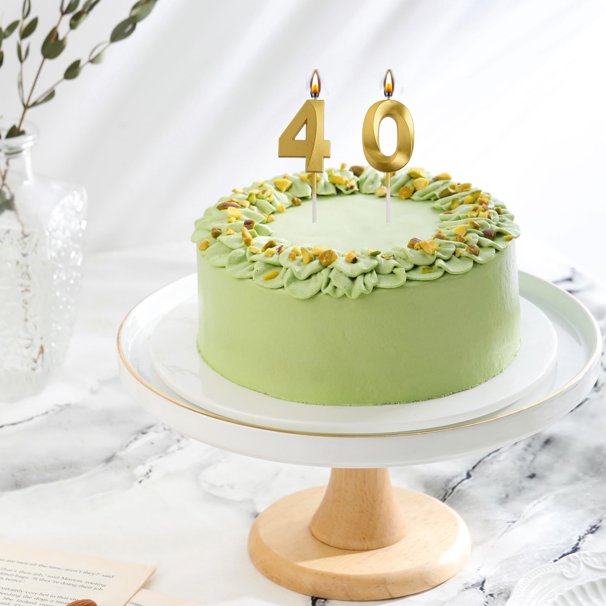 Velas de cumpleaños número 40, velas de cumpleaños con números dorados de 40 años, velas número 40 para hombres y mujeres, decoraciones de fiesta de feliz cumpleaños, decoración de tartas, regalos