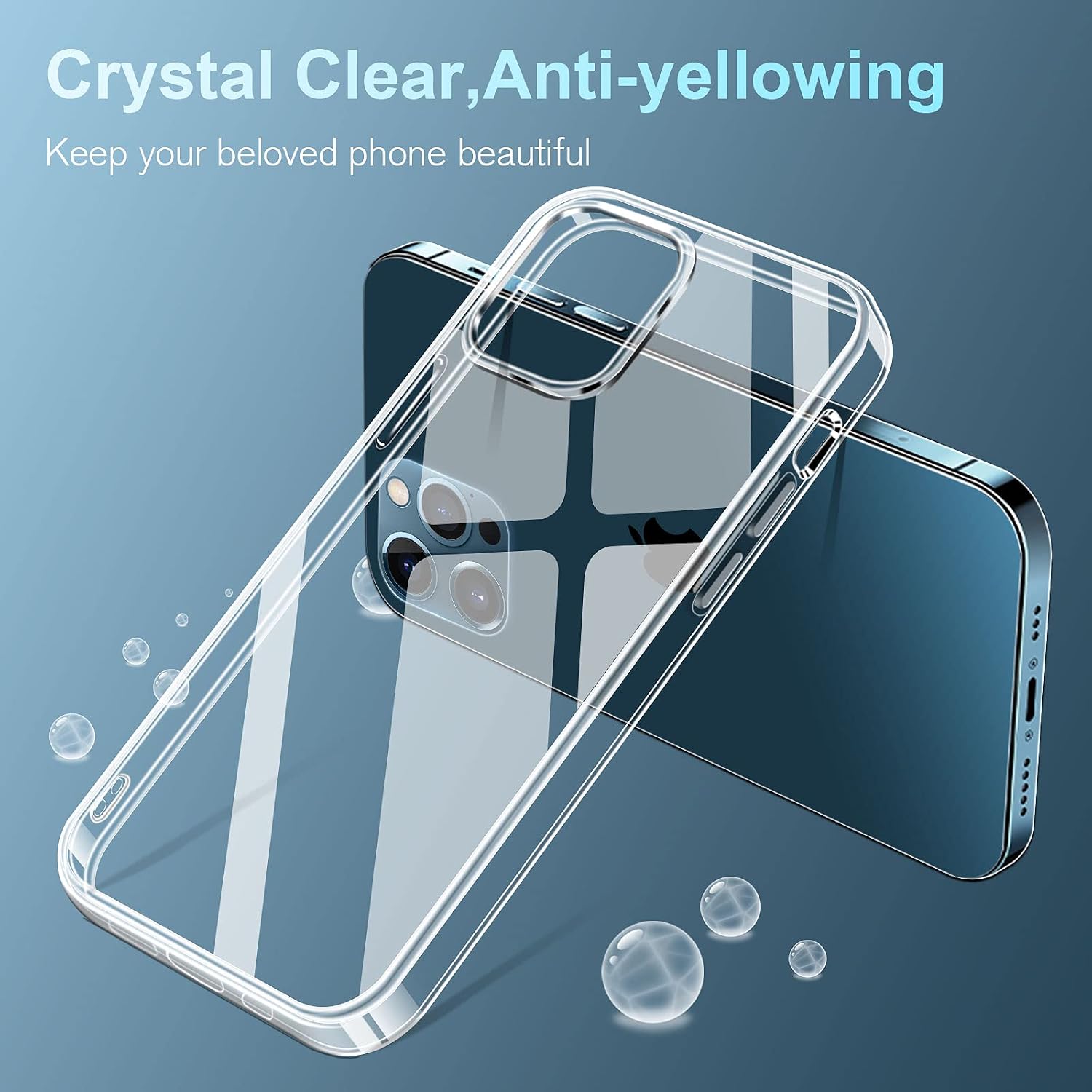 OTAO [2 + 1 Pack] for iPhone 13 Pro Max Crystal Clear Case [Anti-Yellowing ], 2 Pack Screen Protector Tempered Glass [Full Coverage], 1 Pack Shockproof Phone Case Cover