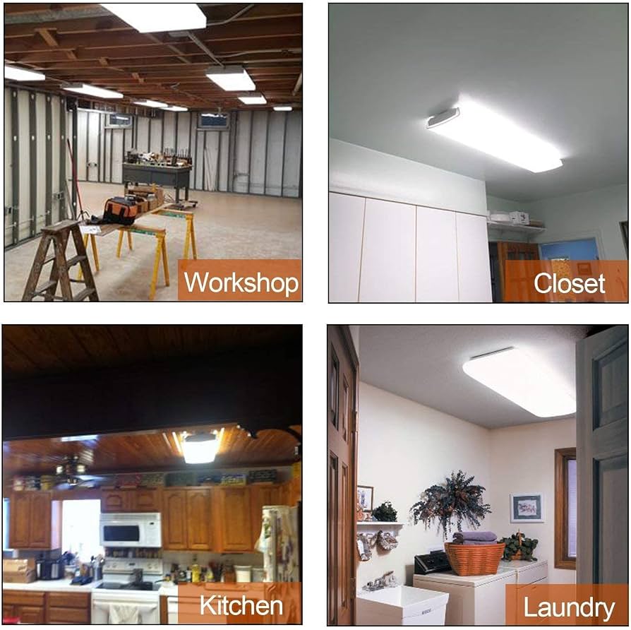 ANTLUX 2FT LED Wraparound Flush Mount LED Garage Lights, 20W