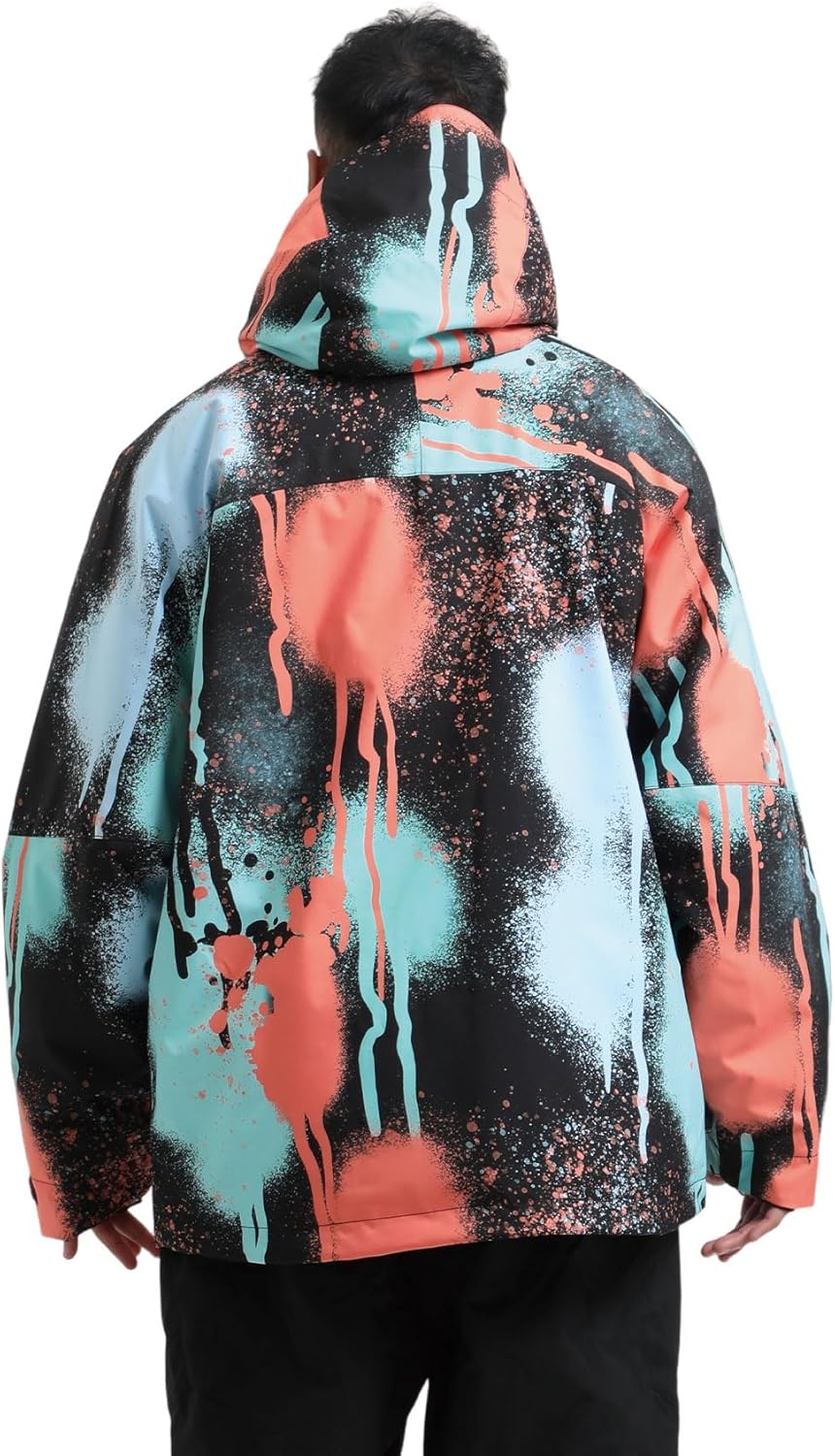 GSOU SNOW Mens Snowboard Jacket Ski Coat Waterproof Insulated Snow Coat Winter Hooded Mountain Jackets