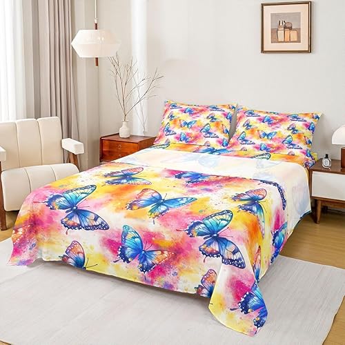 Miniatura 9 de Castle Fairy Daisy Florals Sheet Sets Full Size,Hippie Flowers Fitted Sheet Set,Kids Teens Bedroom Decor,70s Retro Floral Bed Sheets Set 4pcs(1 Baby