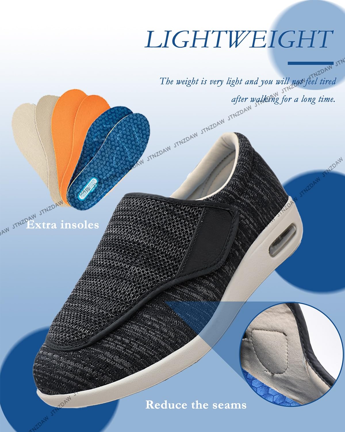 Scarpe Memory Foam Uomo Sanitarie Diabetici Comode Anziani Scarpe per Piedi Gonfi Scarpa per Fascite Plantare