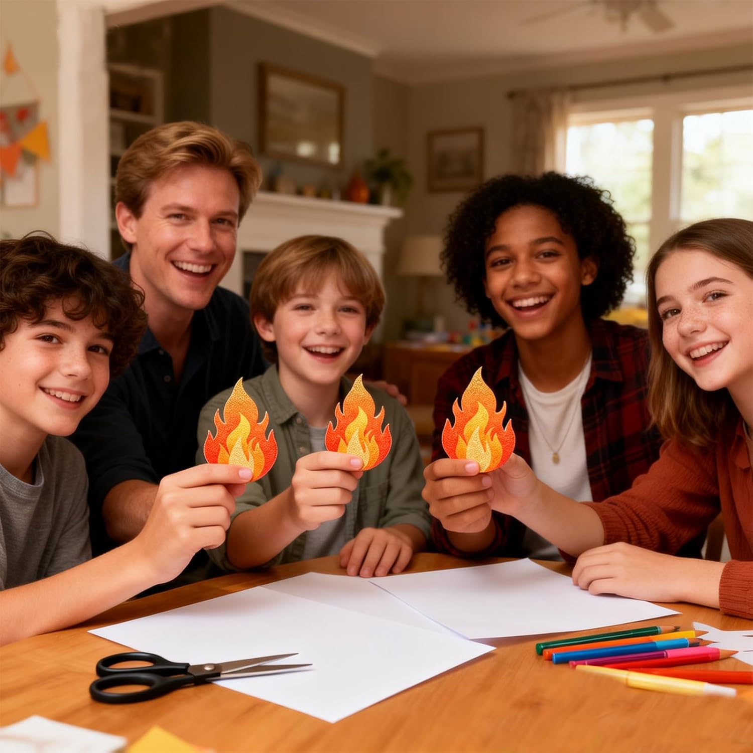 60pcs Glitter Fire Cutouts, 12x8.5cm/4.72x3.35in Paper Fire Cutouts