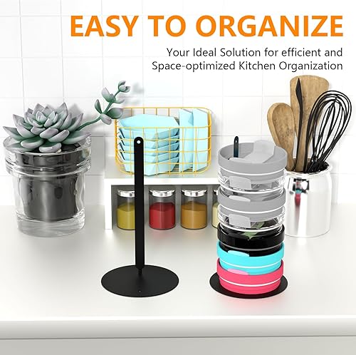 Miniatura 7 de ClosatMeaster Organizador de tapa de vaso, de acero inoxidable, desmontable, almacenamiento vertical de hasta 10 tazas, organizador de tapas para