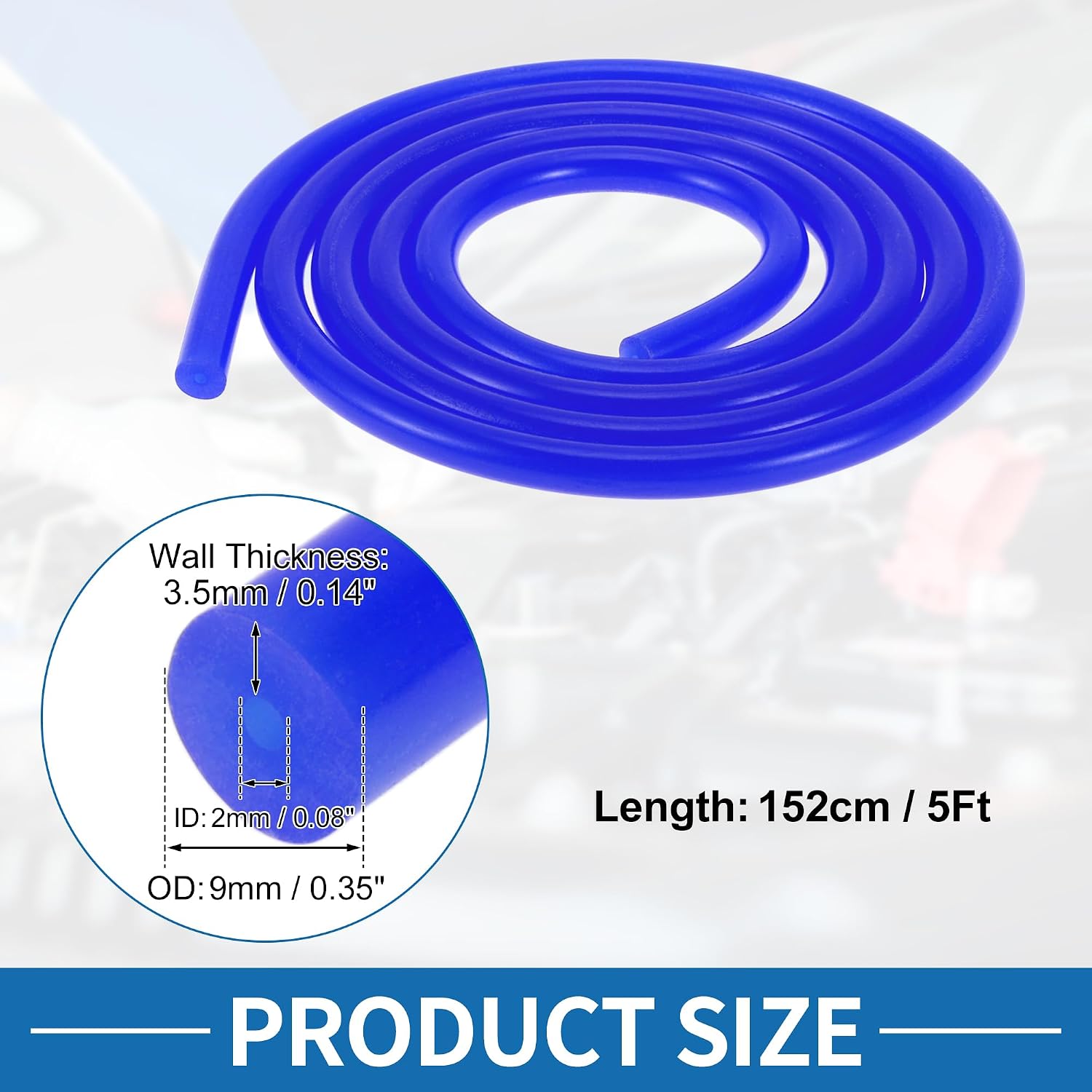 Compatible with Blue Silicone Vacuum Tubing Hose 5Ft 1/16" 2mm ID 3.5mm Thickness Line 130PSI Max Pressure