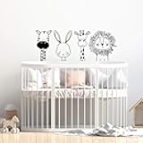 Set of 4 Vinyl Wall Art Decal - Zebra Rabbit Giraffe Lion - 17