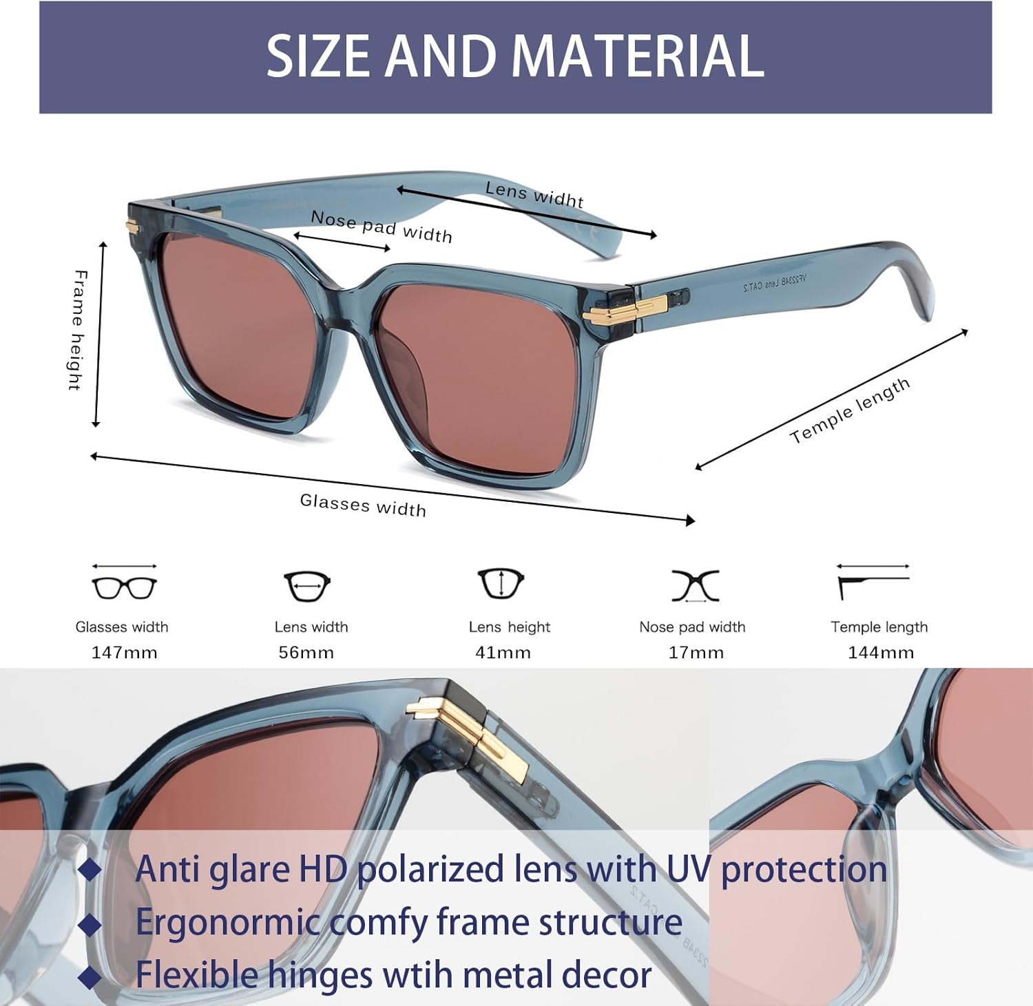 OUWEN Retro Oversized Polarized Square Sunglasses Womens Mens, Trendy Colored Rectangle Sun Glasses Y2K Shades OW2234 Red&green image 7 of 7 B0CWNMXLW8