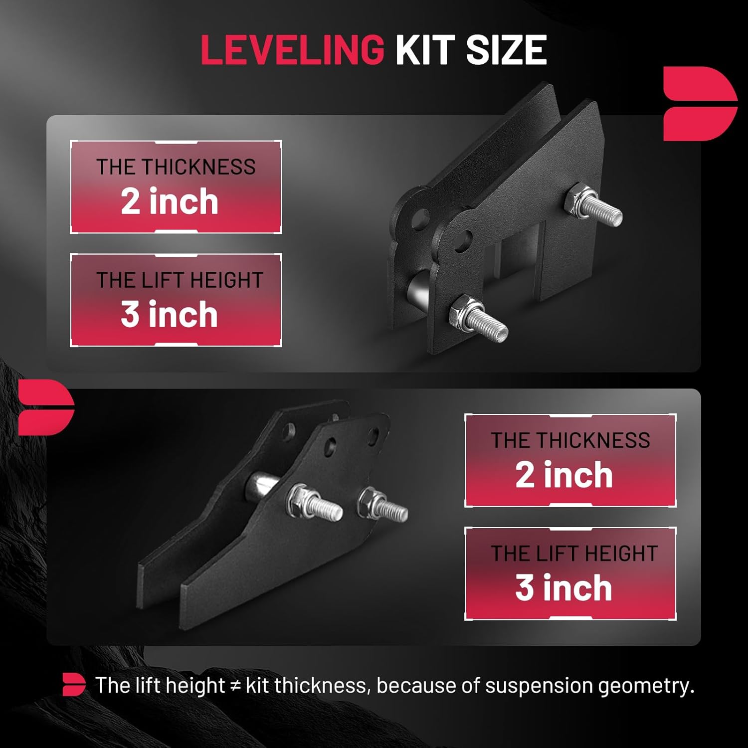 BDFHYK UTV Ranger Lift Kit, 3" Front & Rear Bracket Lift Kit Compatible with Polaris Ranger Full Size 570 2013-2016, 2013-2021 Ranger XP 900, 2017-2021 Ranger XP 1000