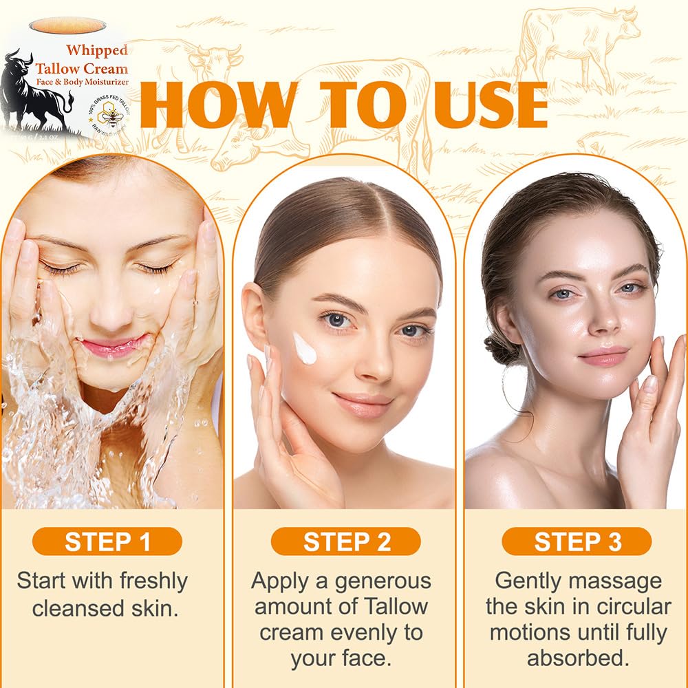 Cebo de Res para la Cara Original, Crema de Cebo de Res, Whipped Tallow Honey Balm, Aceite de Coco Prensado en Frío, Grass Fed Animal Balsam (2 Sebo de Res para la Cara Tallow and Honey Balm)