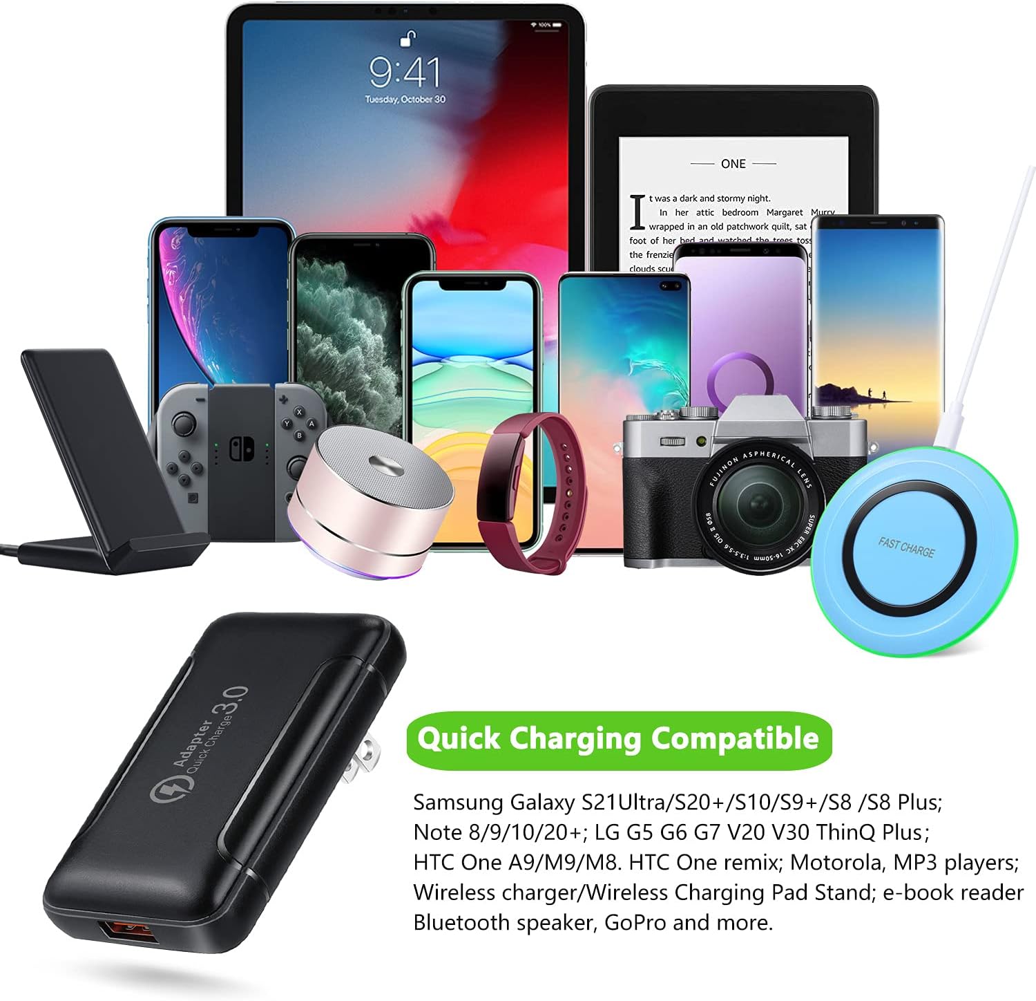 USB Wall Charger, 2 Pack 18W/3A Ultra Thin Flat Fast Wall Phone Charger Plug Rapid Charge 3.0 Travel Adapter Compatible with iPhone 13/13 Pro/13 Pro Max/12/11/XR/XS/Max, LG, Galaxy S21/S20/S10 Pixel