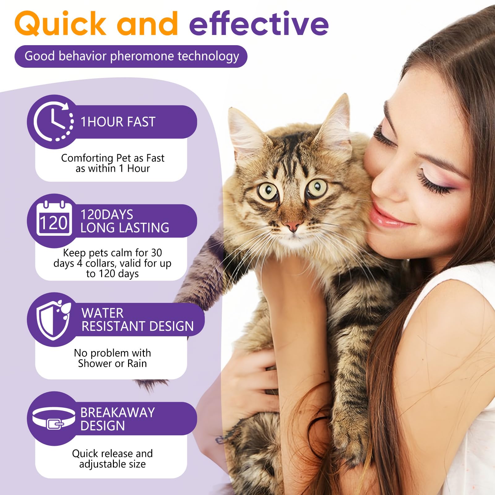 Cat Calming Collar, 4-Pack Pheromone Collars for Cats – Adjustable 15″, Up to 4 Weeks Lasting Stress & Anxiety Relief, Helps Reduce Noise Fear, Scratching & Separation Anxiety - image 7