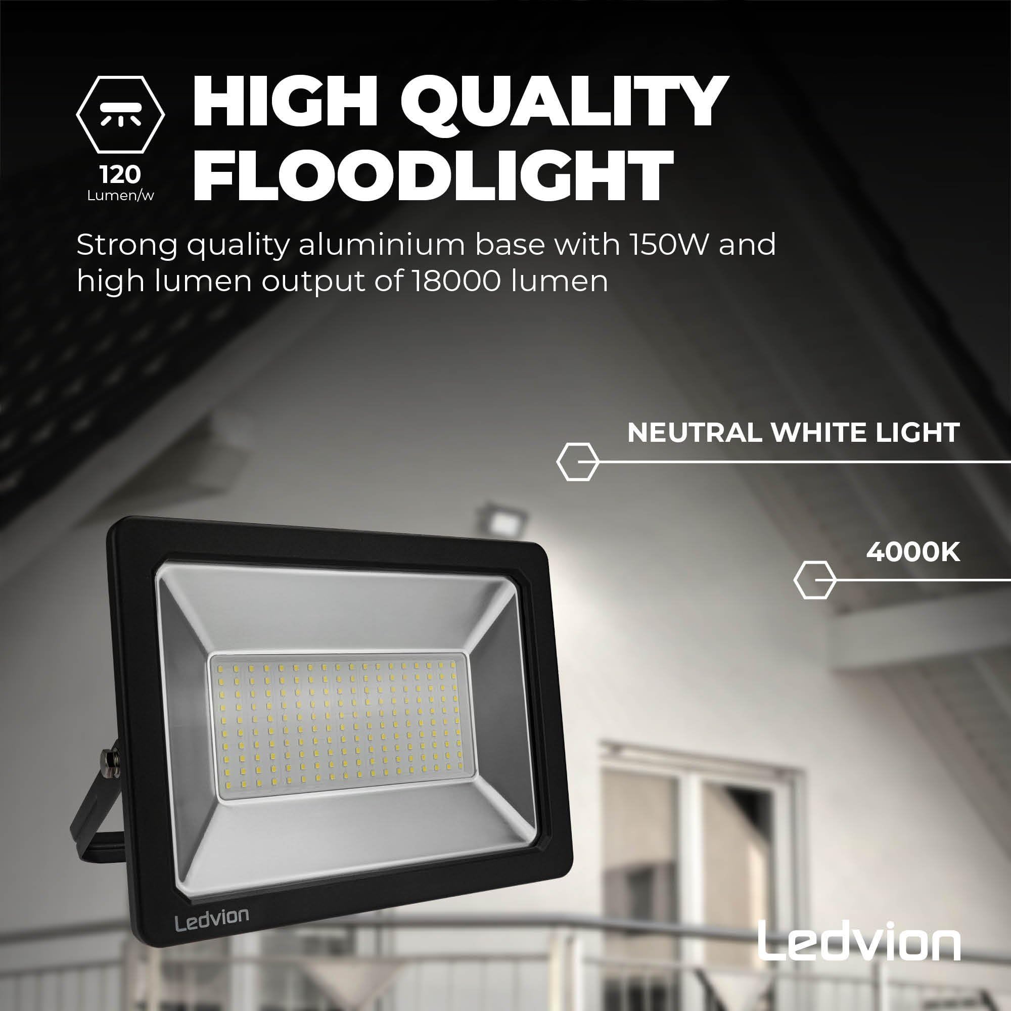 Ledvion Proyector LED 150W impermeable IP65 4000K