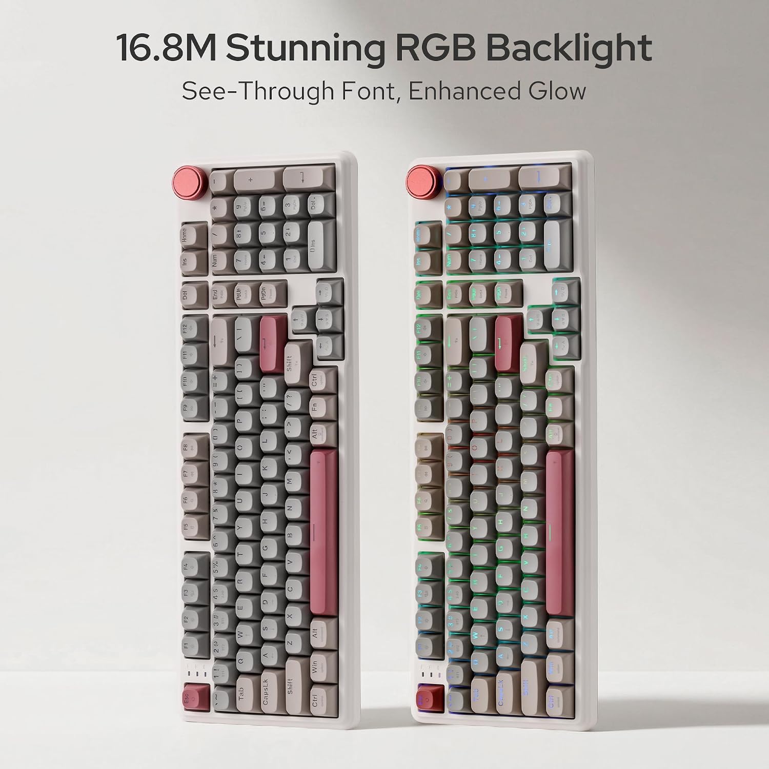 Redragon K768 PRO Wireless 100-Key Gasket Gaming Keyboard, Knob + 8000mAh