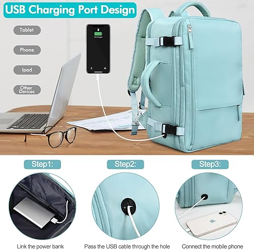 Miniatura 3 de Mochila para computadora portátil de viaje, mochila de cabina para hombres y mujeres, aprobada para vuelos, mochila para universidad y escuela,