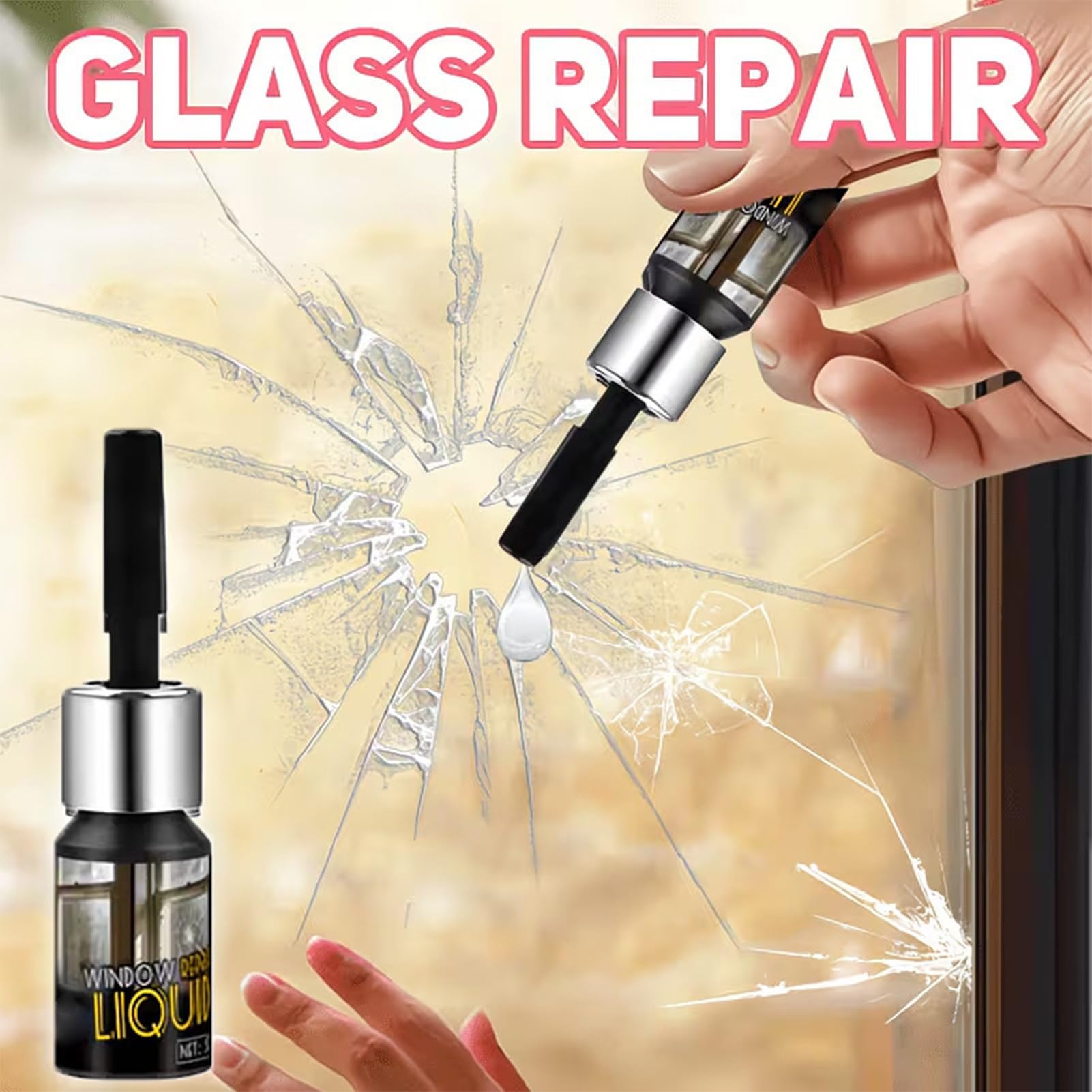Glass Repair Liquid, 5ml Quick Dry Invisible Bonder, Transparent Adhesive Glass Crack Repair Solution for Car Mirrors Jewelry Crafts Furniture Phone DIY Home Auto Fix
