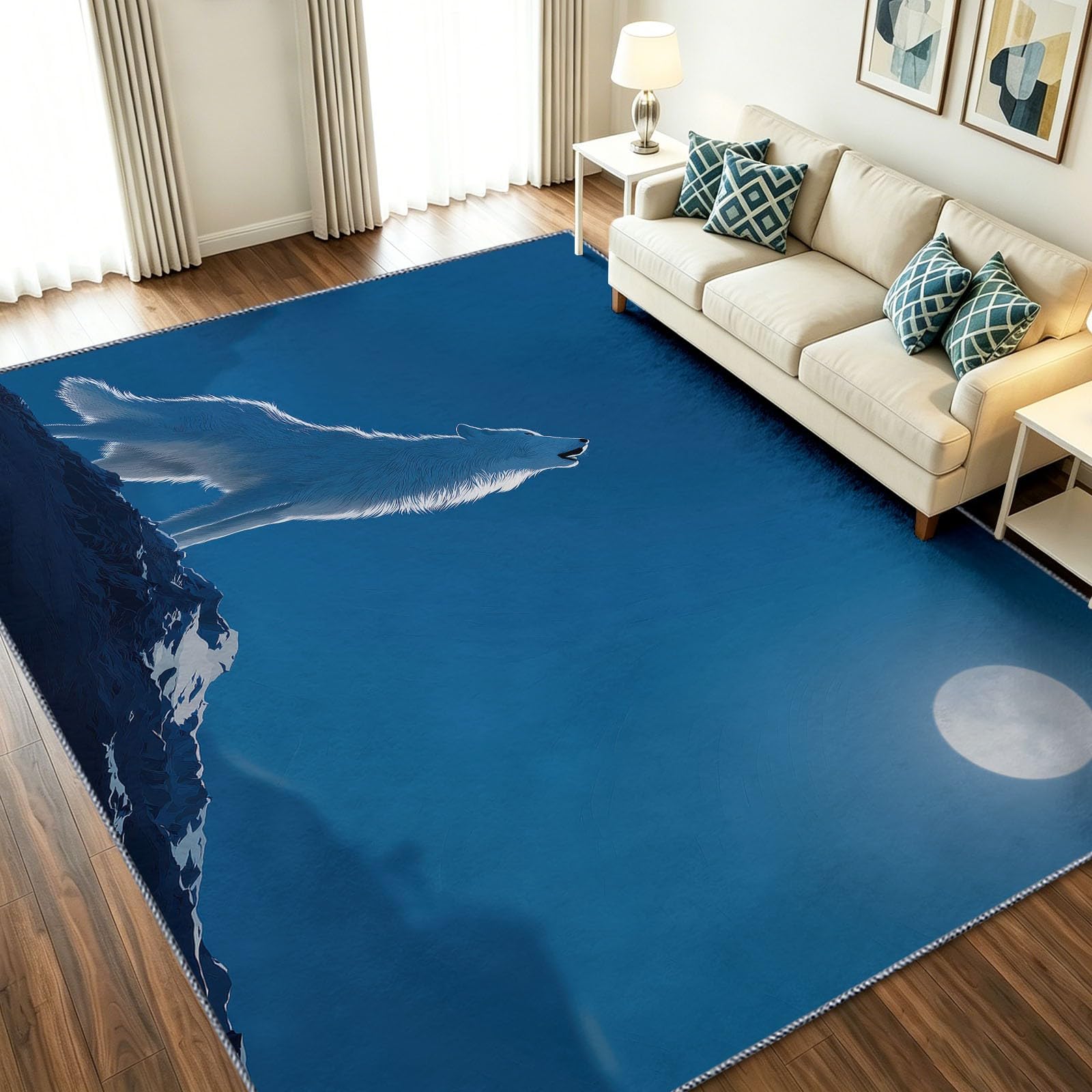 Alfombra lavable antibacteriana azul para proteger el suelo infantil