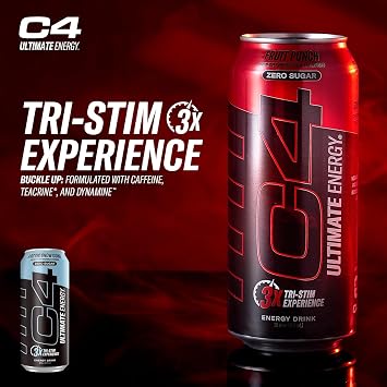 C4 Ultimate Sugar Free Energy Drink 16oz (Pack of 24) | Arctic Snow Cone | Pre Workout Performance Drink with No Artificial Colors or Dyes