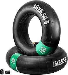 MoovMoov Chambre à Air 16 pouces pour pneus 16x6.50-8 et 16x7.50-8 - Pour Tondeuse Autoportée, Tracteur Tondeuse, Remorque de Jardin, Voiturette de Golf - Valve coudée - Lot de 2