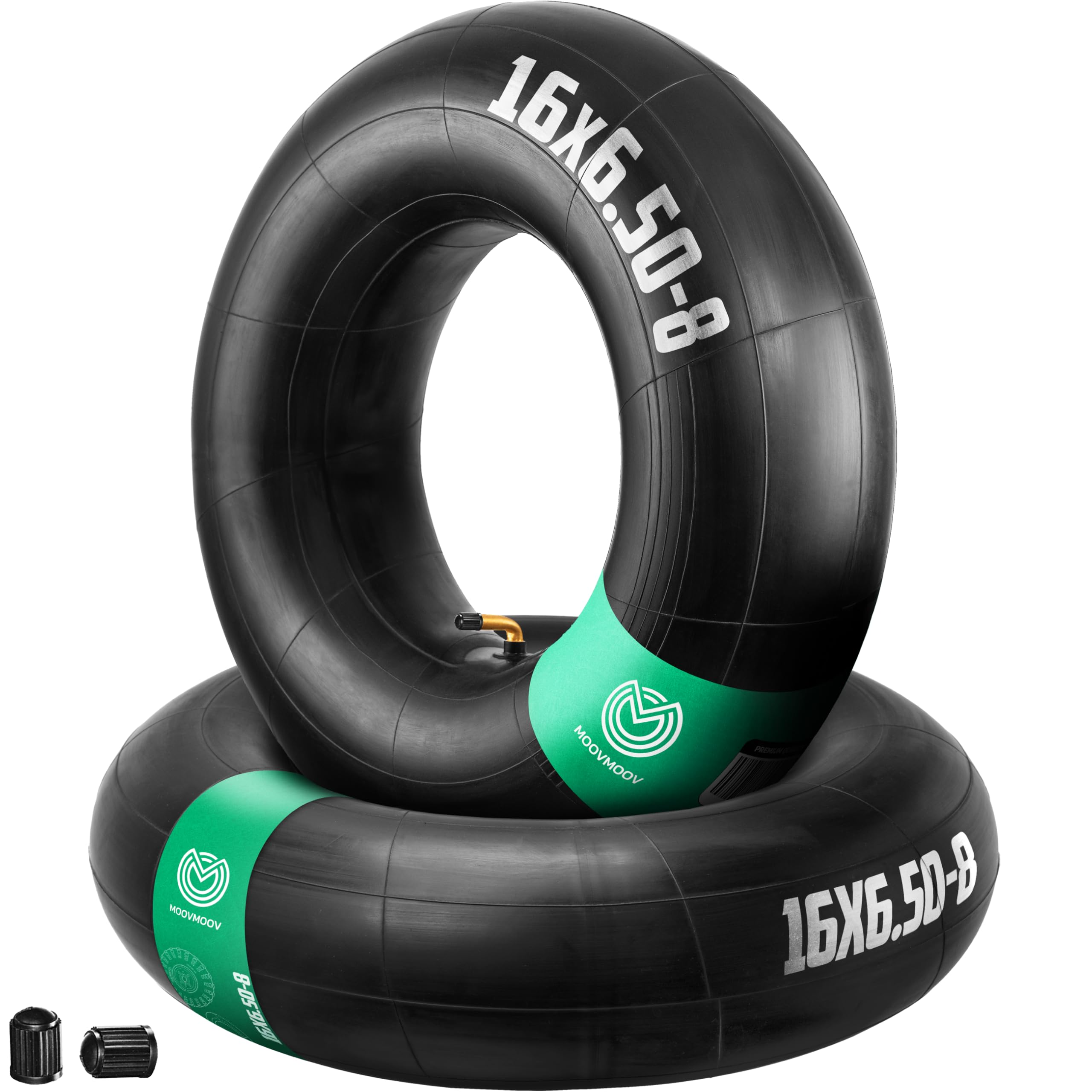 MoovMoov Chambre à Air 16 pouces pour pneus 16x6.50-8 et 16x7.50-8 - Pour Tondeuse Autoportée, Tracteur Tondeuse, Remorque de Jardin, Voiturette de Golf - Valve coudée - Lot de 2 - 1