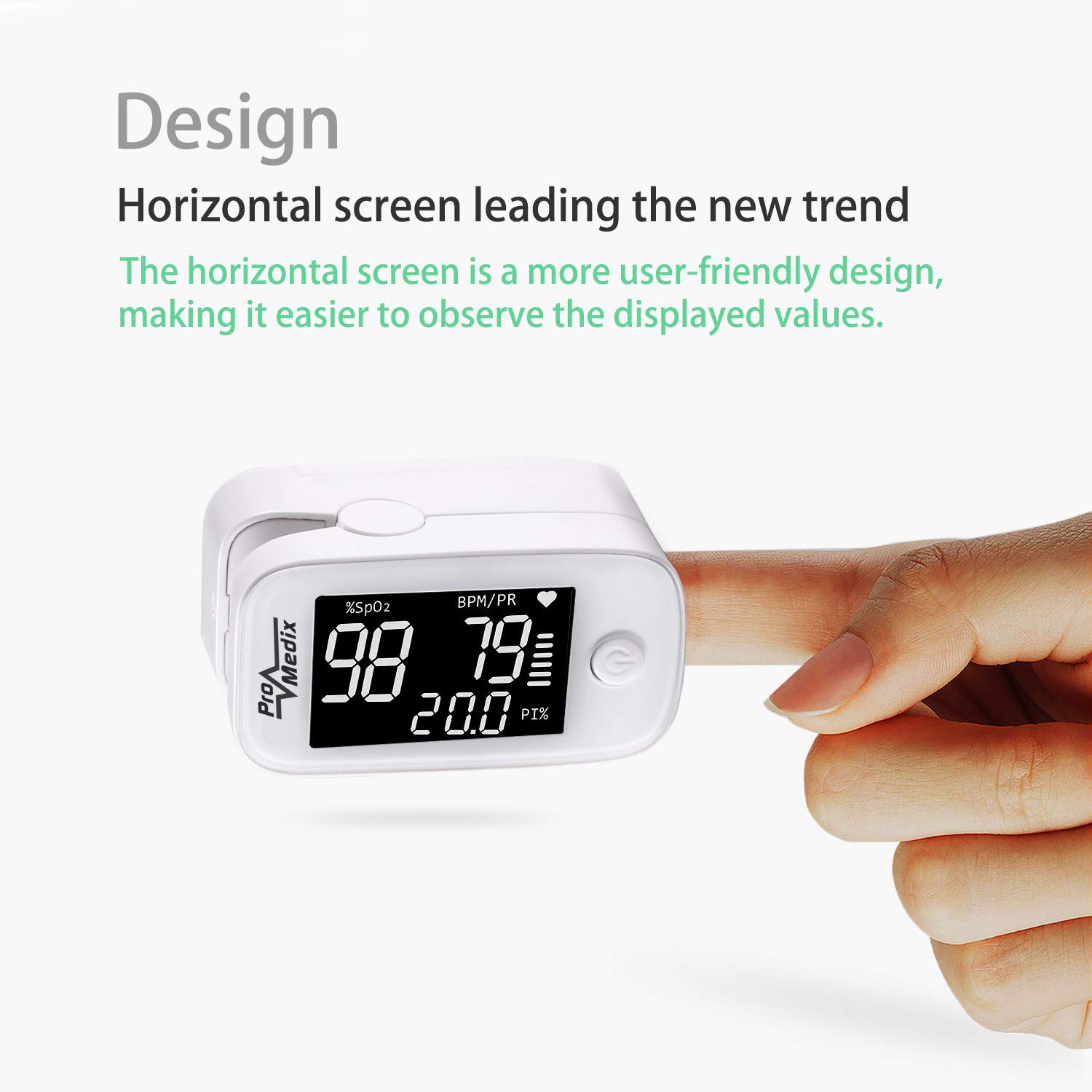 Pulsoximeter Fingerpulsoximeter mit 1.5” HD LED Display | Präzise Messung der Sauerstoffsättigung (SpO2) und Herzfrequenz (Pulsoximeter + Infrarot-Thermometer)