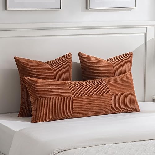 Miniatura 6 de Fancy Homi 2 paquetes de fundas de almohada decorativas estilo europeo óxido de 26 x 26 pulgadas para sala de estar, sofá cama, decoración bohemia