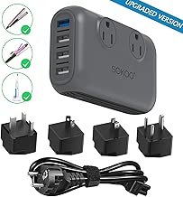 Sokoo Power Converter 220V to 110V, International Voltage Converter for Hair Straightener/Curling Iron, Step Down Universal Travel Adapter Europe UK/AU/US/in, 2Outlet, 4Port USB Charger QC3.0 Grey - coolthings.us