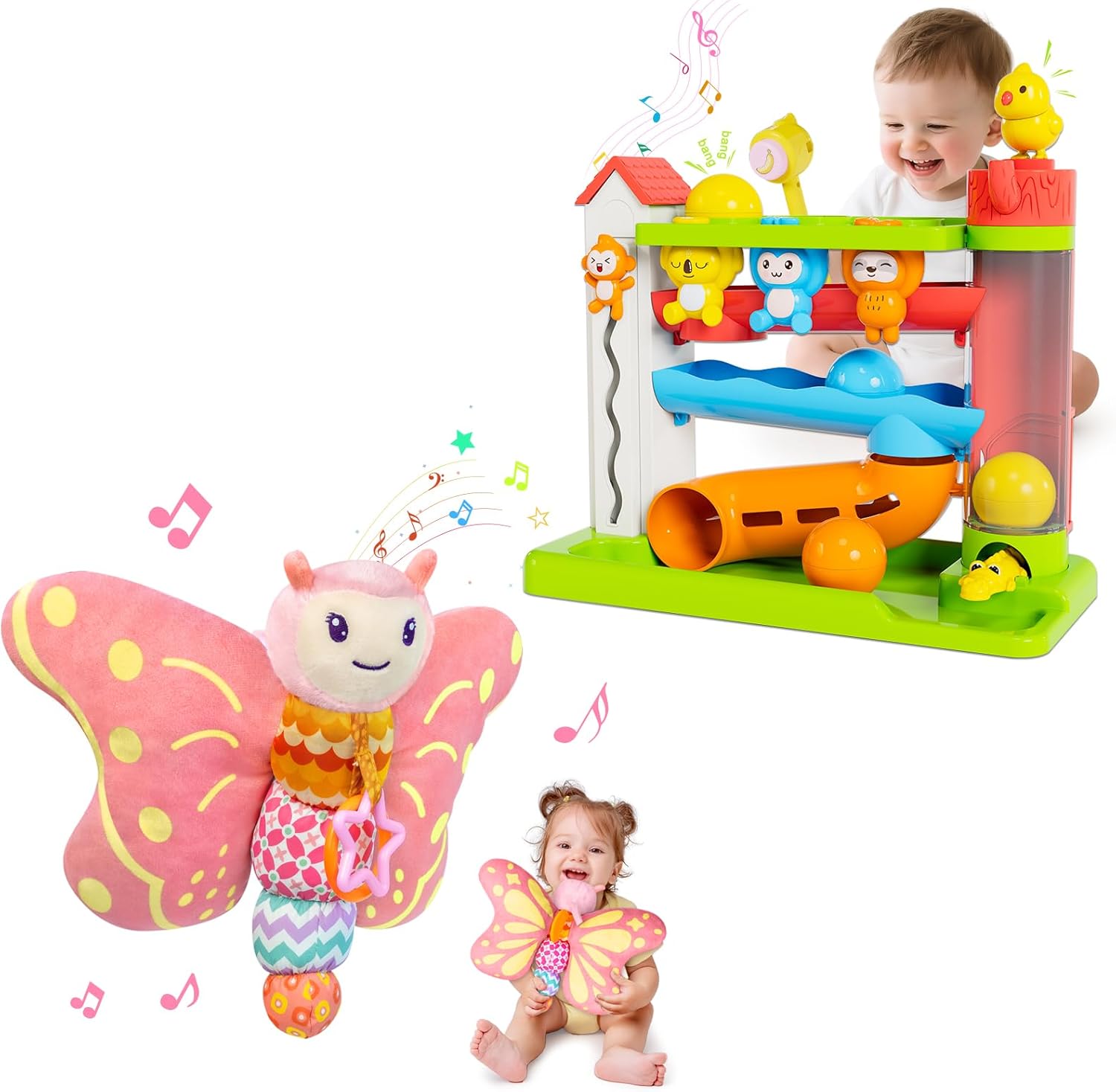 Musical Toy for 0-1-2 Year Old Girls and Boys - Ball Drop Toy & Butterfly Toy