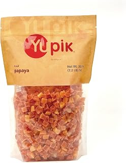 Yupik Diced Dried Papaya Chunks 2.2 lb - Gluten-Free Vegan Kosher Sweetened Tropical Fruit Snacks, No Sulfites, for Baking & Snacking