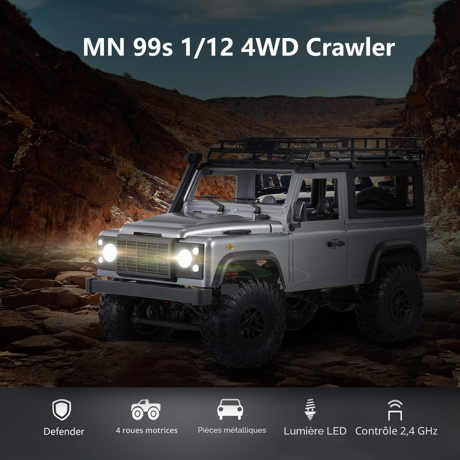 Goolsky Voiture Tout-Terrain 2.4G 1/12 4WD RTR Crawler pour modèles MN 99s