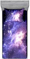 Vista 12 de Juego de sábanas bajeras de galaxia para niñas y niños, 2 piezas, 1 sábana de bolsillo profundo con 1 funda de almohada de microfibra sin arrugas