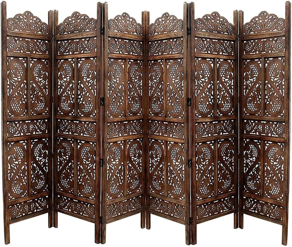 Wooden Room Partition/Screen/Room Divider/Room Separator Traditional Handicrafts 6Ft (Dark Brown) (4 Panel) (6 Panel)