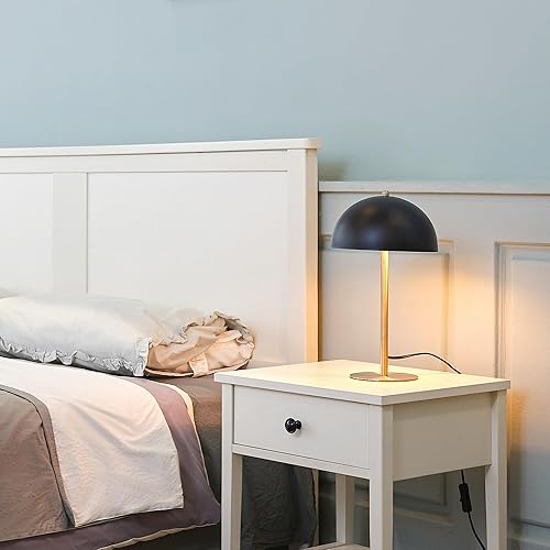 Miniatura 6 de GLOBE Electric 52938 Luna - Lámpara de escritorio de 15 pulgadas, negro mate, detalles de latón mate, interruptor basculante de encendidoapagado en