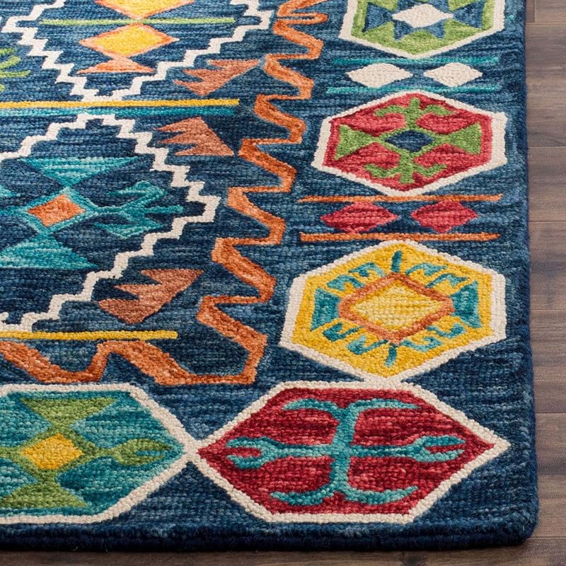 Image of Embossed Handmade GH Wool Thick Geometrical Carpet is a Stylish and Practical Addition to Any Living Room 5X8