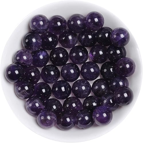 Miniatura 4 de Cuentas de amatista natural de 0.394 pulgadas (0.394 in) redondas y lisas de cuarzo morado para hacer joyas, regalos para familiares y amigos