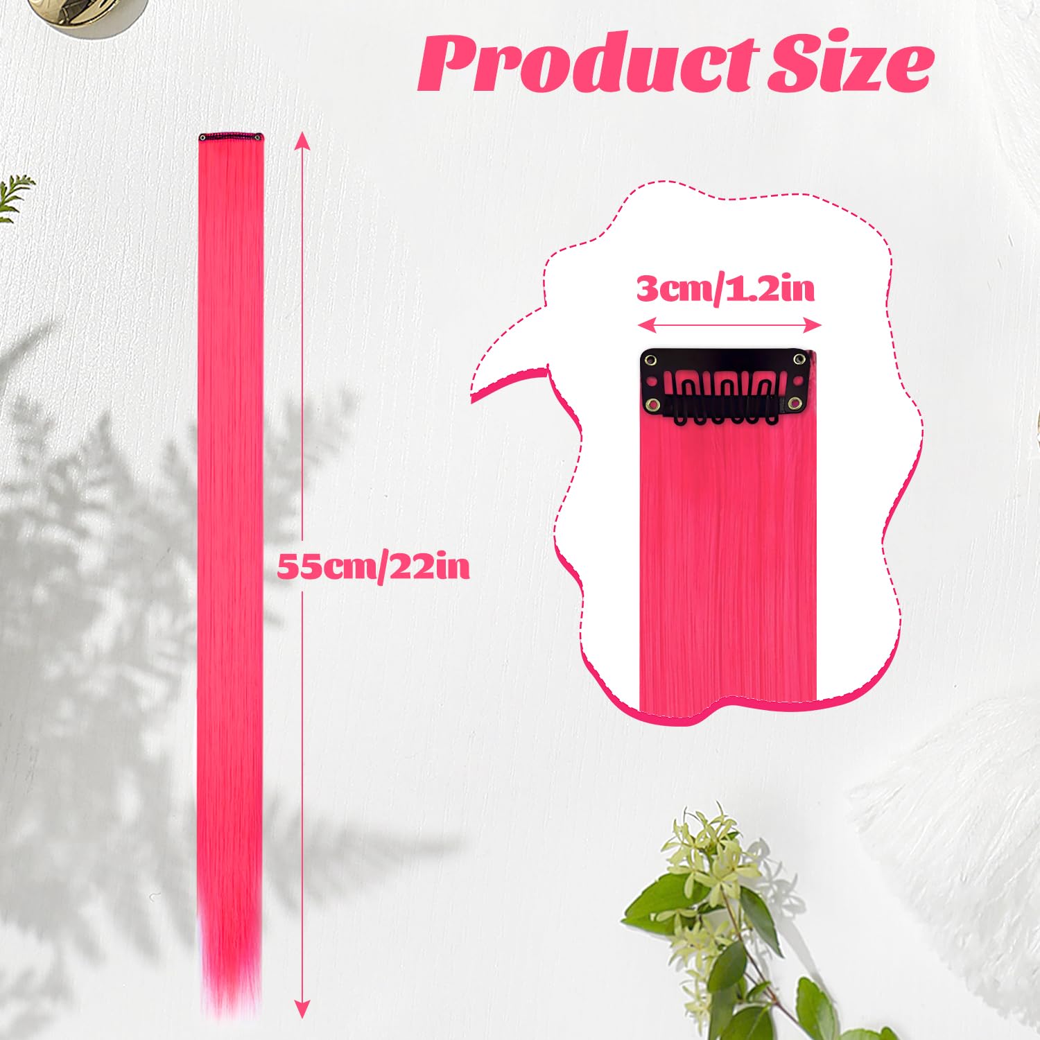 12 Pcs Pink Hair Extensions - Image 2