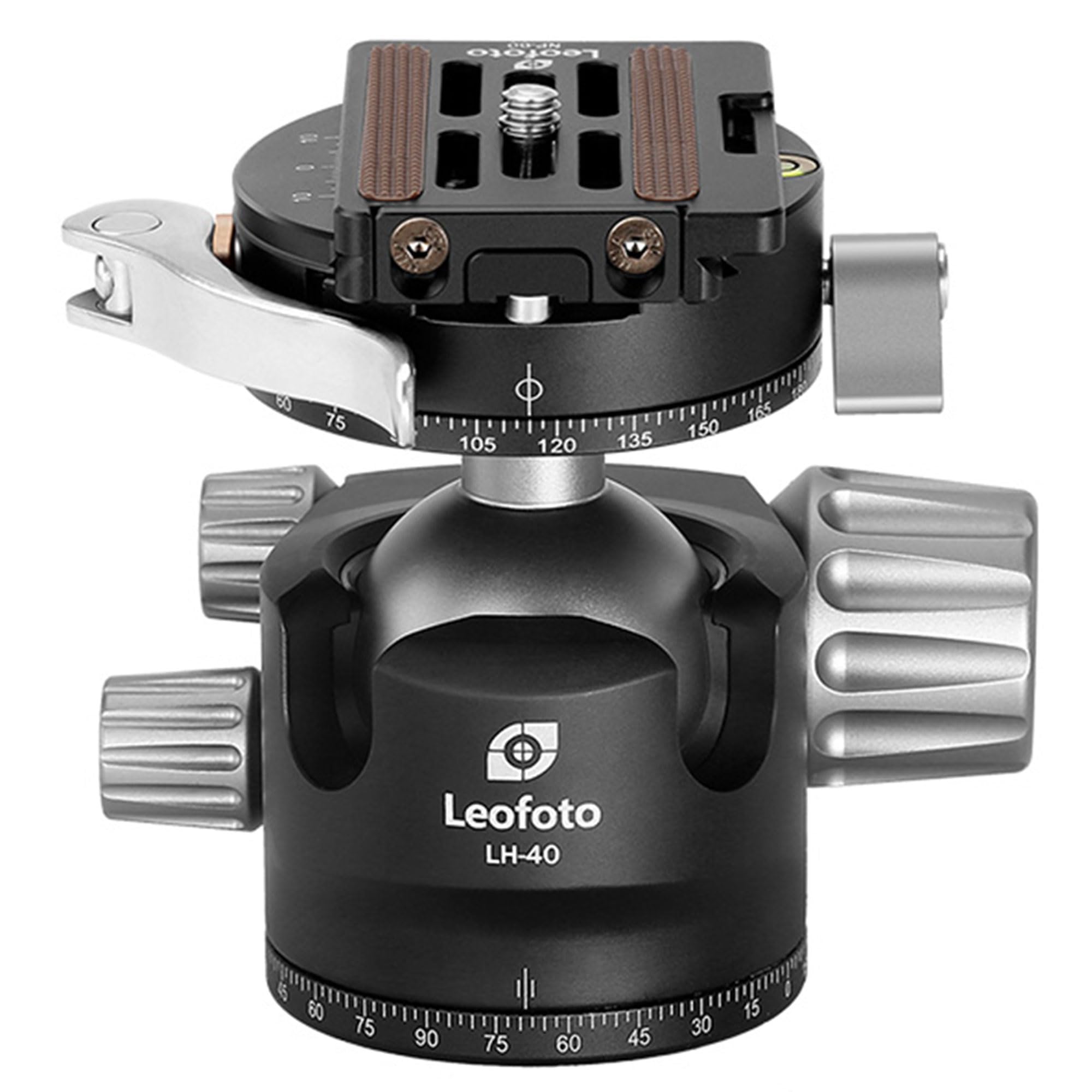 LEOFOTO Cabezal de bola de trípode LH-40PCL, función panorámica dual + placa de liberación rápida NP-60