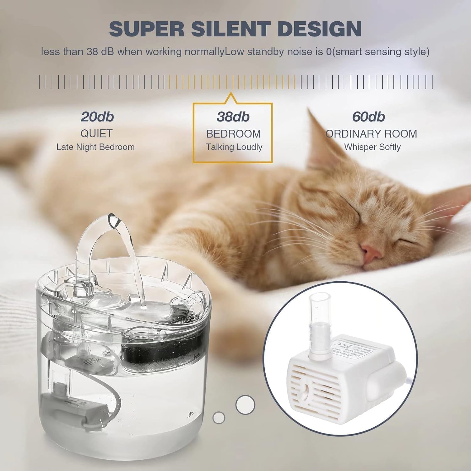 AADCART Automatic Cycle Multiple Filtering Cat Water Fountain Dog Water Dispenser 1.8L Super Quiet Automatic Pet Drinking Fountain with Faucet Kits 4