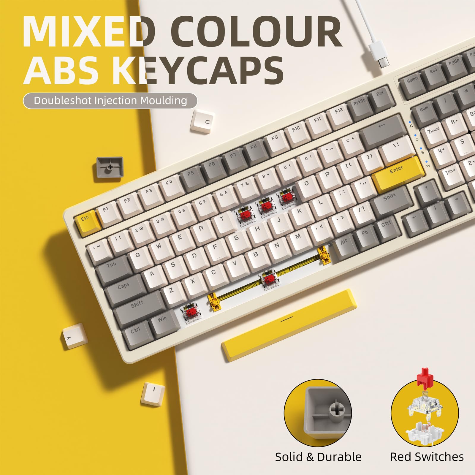 MAGIC-REFINER K3MAX Tastiera Gaming Meccanica, Tastiera Cablata Retroilluminata RGB, Apex Pro TKL Hot-swappable 100 tasti Anti-ghosting Interruttore Rosso Lineare con Tastierino numerico, per Win/Mac