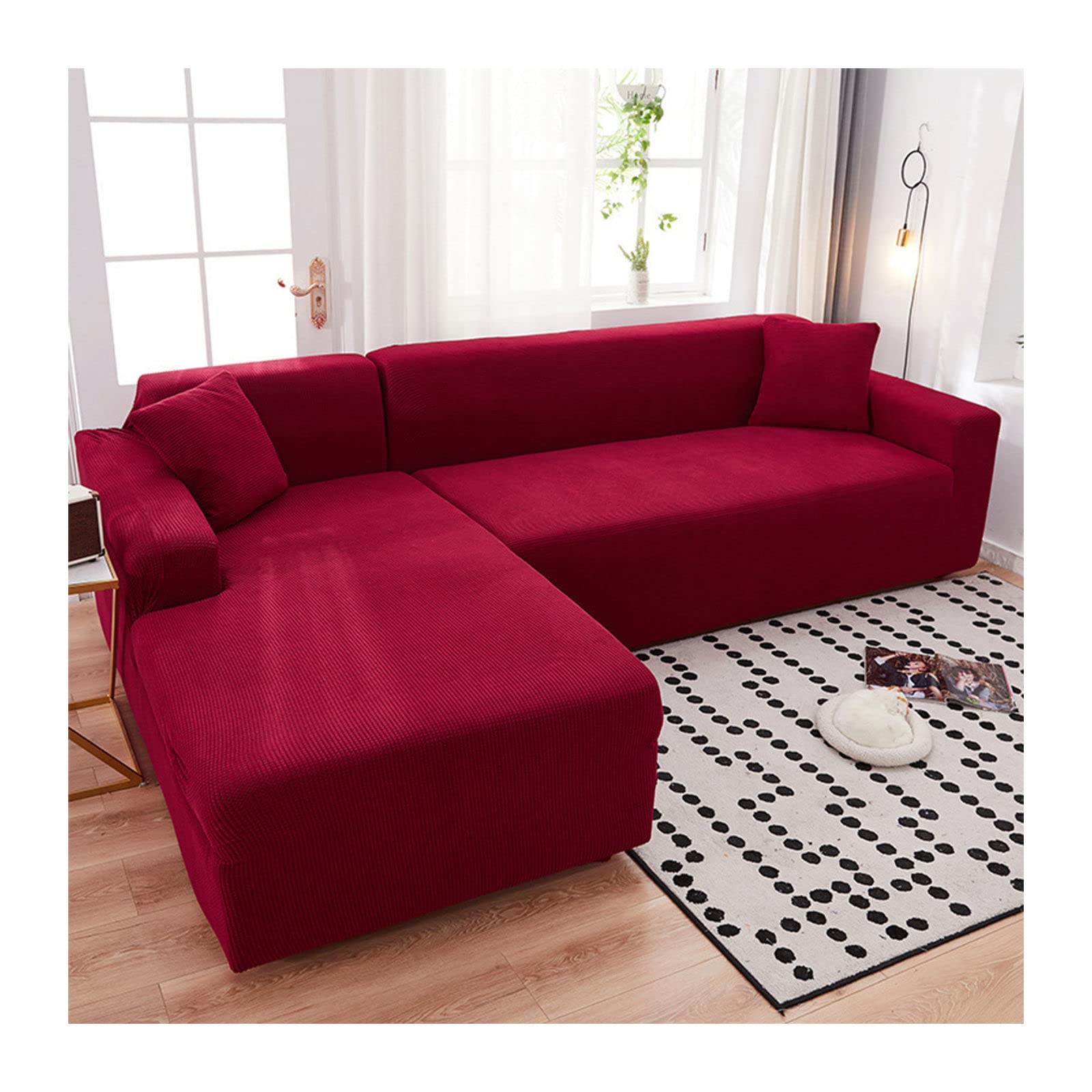 JHLD Sofa Slipcover L Shape Couch, High Elasticity Sofa Cover Washable Fashion Couch Cover For Living Room Pet-B-Medium + Large