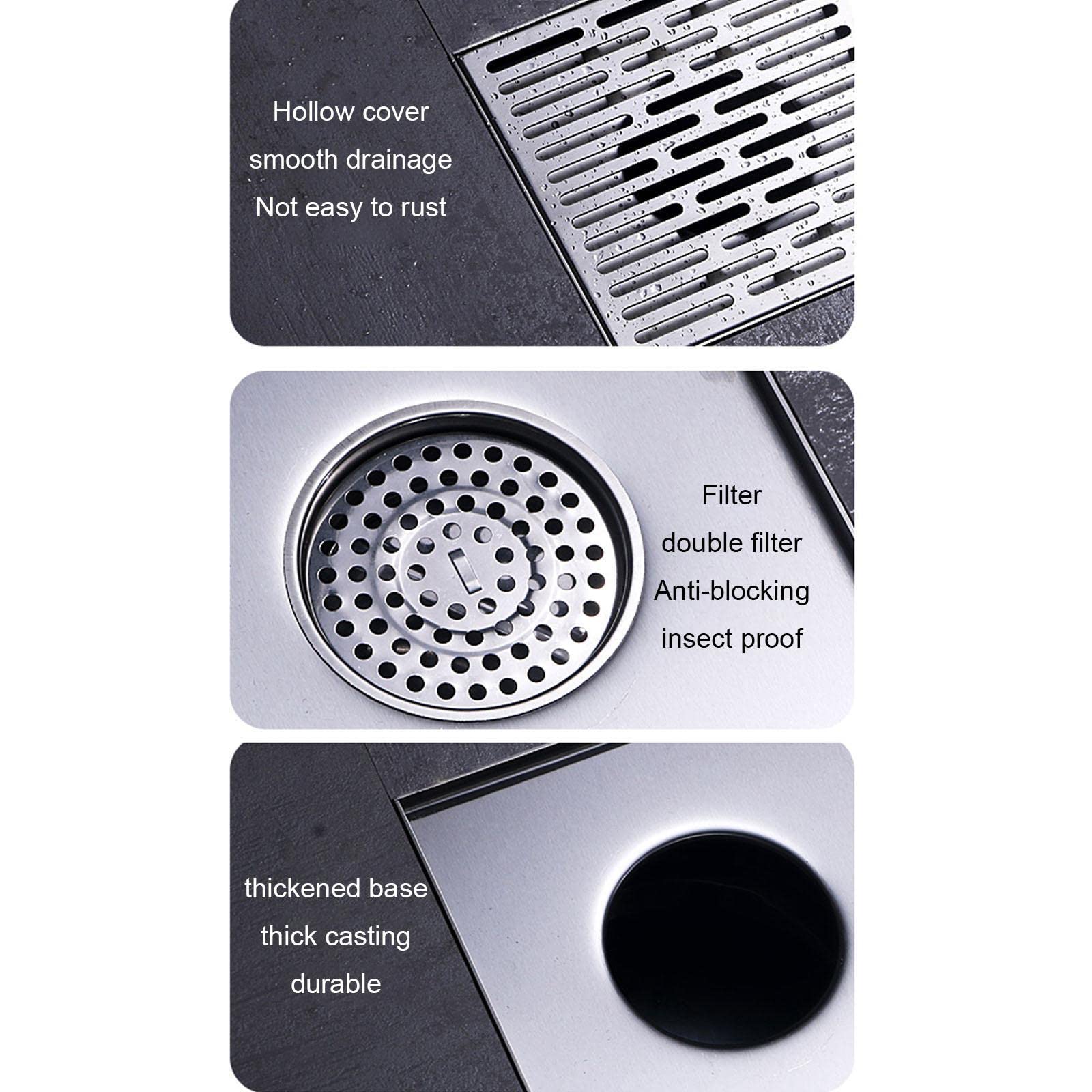 Piletta a pavimento quadrata in acciaio inox 304, piletta doccia, patio esterno misura grande 15 antiodore 15X15 sedicente