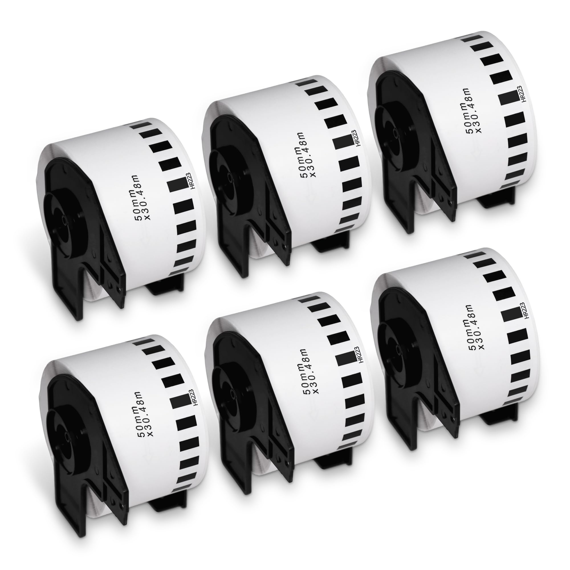 BETCKEY - 6 Rollen Film-Etiketten abziehbar, kompatibel mit DK-22223, 50mm x 30.48m, 6 Aufkleber rückstandsfrei leicht ablösbar für QL-Etikettendrucker