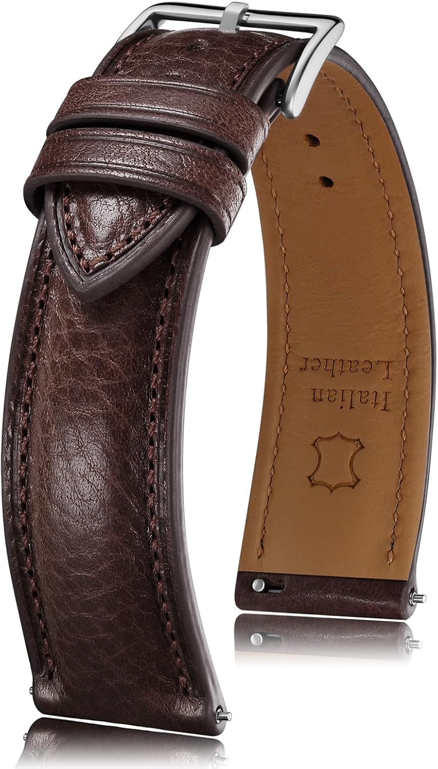 Getalia Italian leather Watch Band Tuscany Natural Vegetable-Tanned Full Grain Genuine Leather,18mm 19mm 20mm 21mm 22mm Quick Release Replacement Watch Straps for Men and Women Thick and Soft