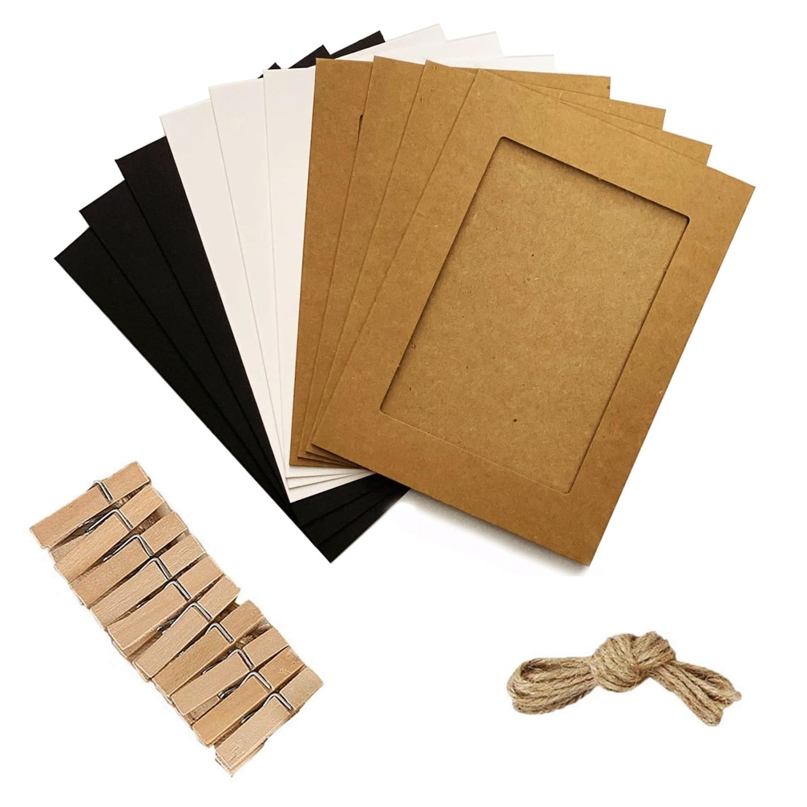 Cardboard Photo Frame 10pcs Mixed Pack Photo Frames with Clips Diy Paper 5inch Picture Hanging Wall Photos Album Party Home Decoration