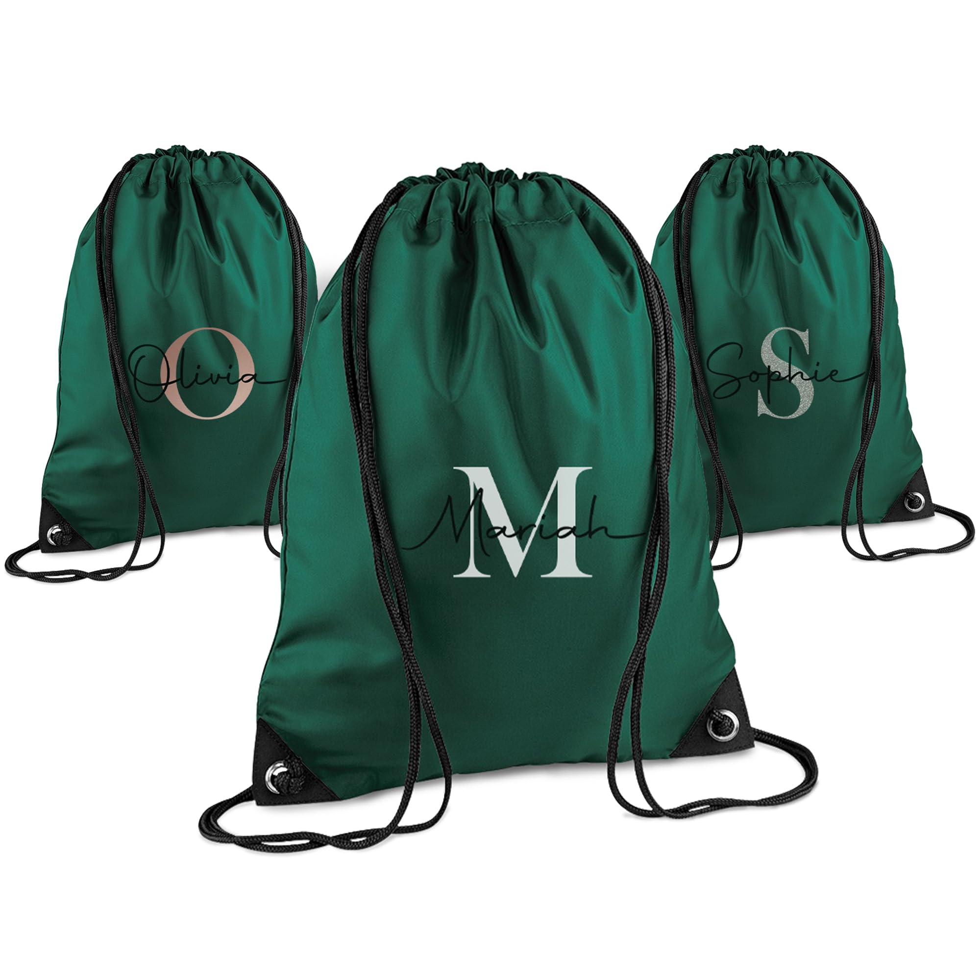 Print Maniacs Personalised Drawstring Bag for Kids Back to School PE Bag, Swim Bag with Name Ideal for Boys, Girls, Toddlers,and Primary School Students Perfect School Bag Bottle Green