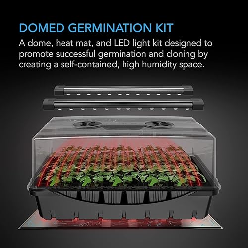 Miniatura 2 de AC Infinity Cúpula de humedad, kit de germinación con alfombrilla impermeable para plántulas y barras de luz LED regulables, paneles de extensión de