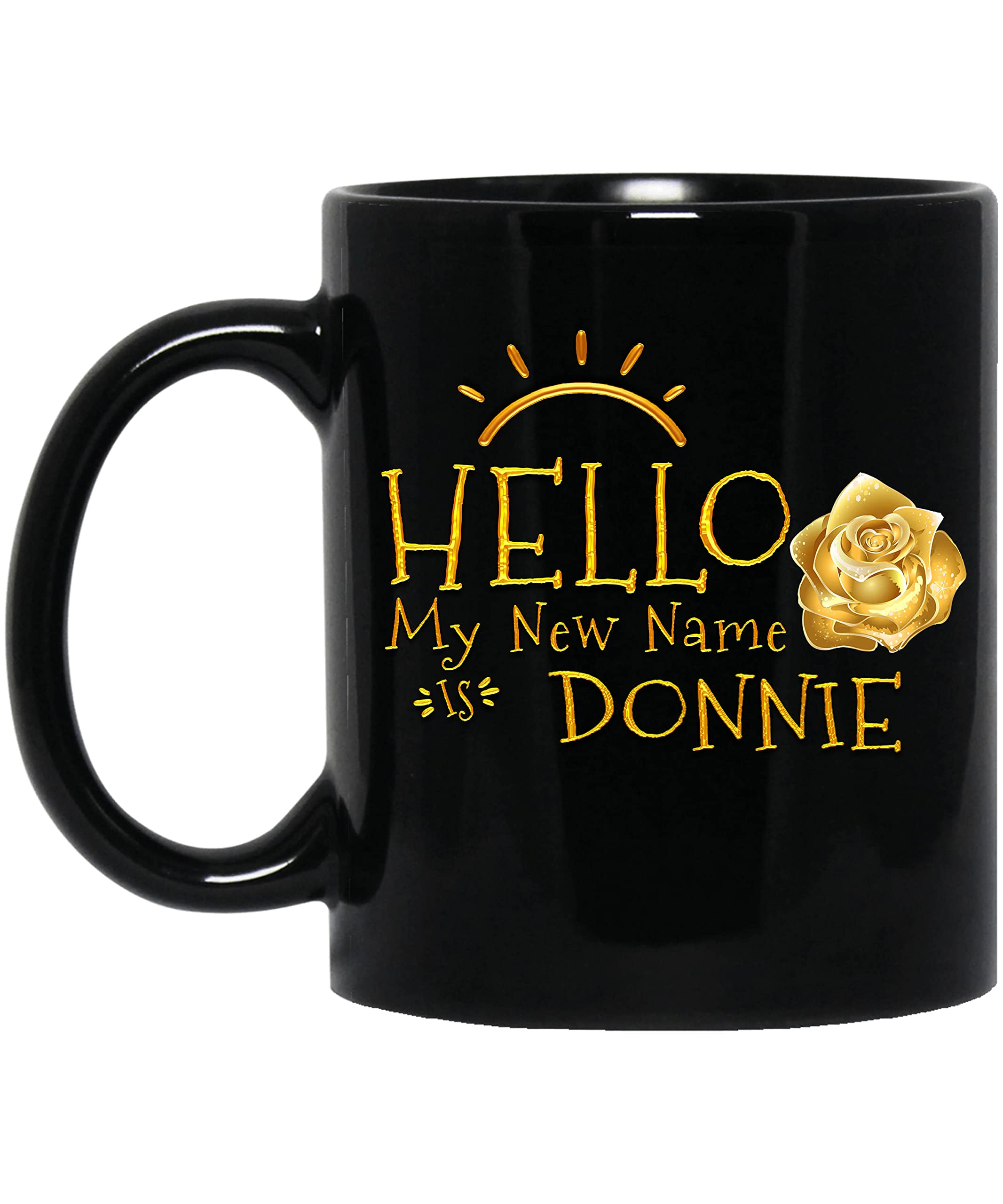 VIGAT Coffee Mug Hello My Name is Erline Custom Name Coffee Mug, Personalized Gold Flower Cup, Gift for Her, Him Women, Men Friend 11oz Black Mug 443166