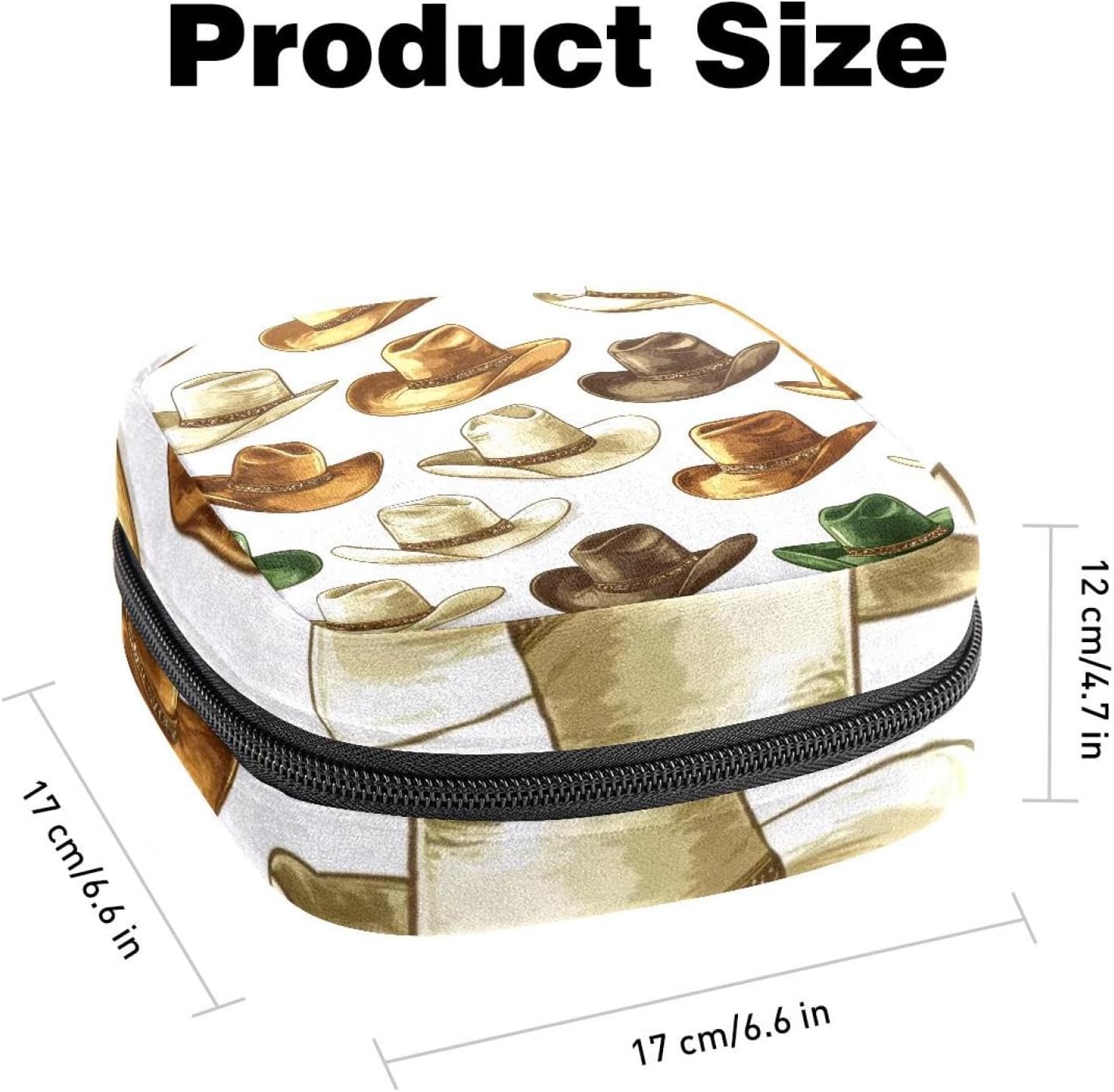 Tampons Holder for Purse, Portable Feminine Menstruation Pad Holder, Vintage Cowboy Hats Pattern Wild Western Style Cute Sanitary Napkin Storage Bag for Women image 2