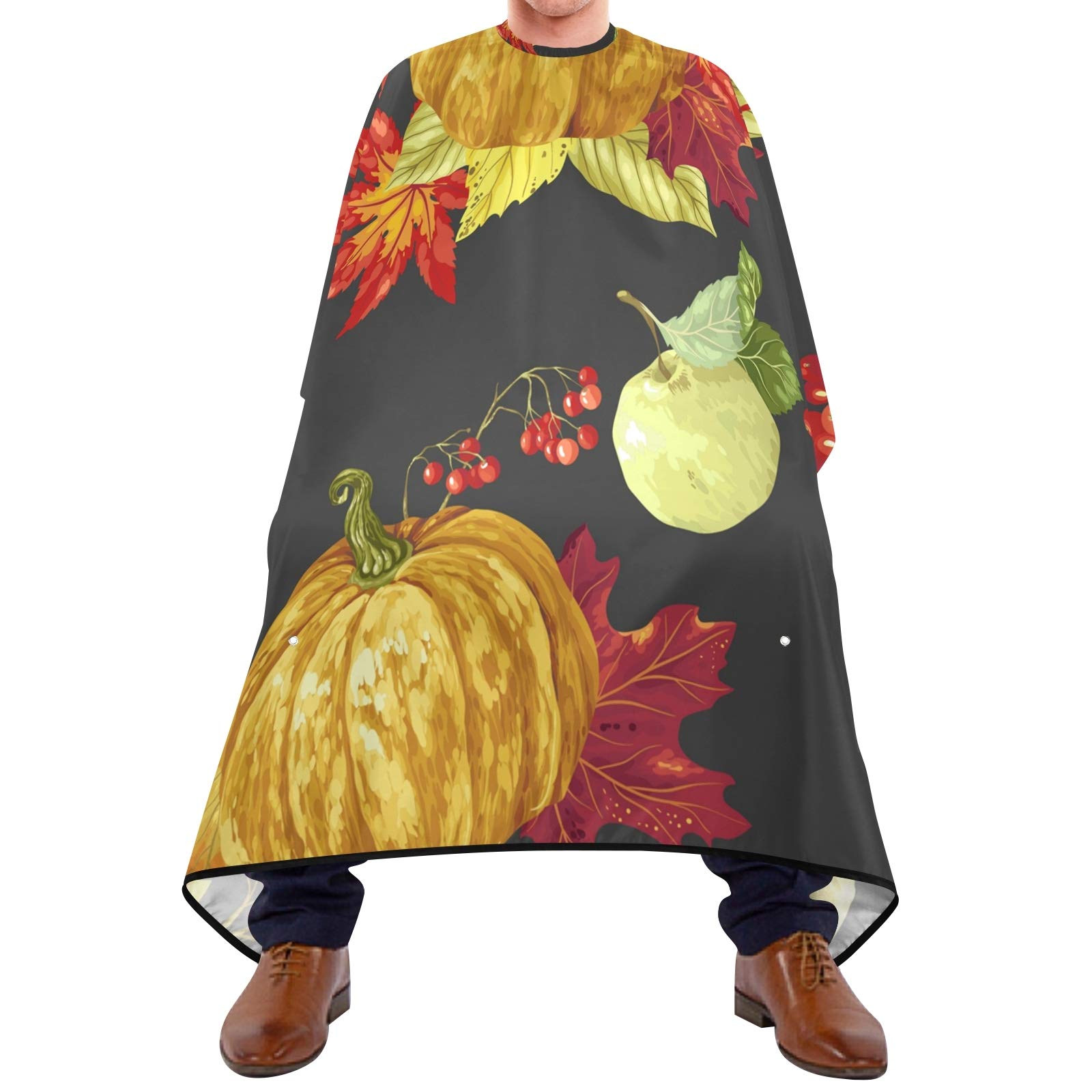 Professional Barber Cape & Beard Apron 2 in 1- Harvest Season Thanksgiving Day Hair Cutting Cape with 2 Suction Cups, Water And Stain Resistant Hairdressing Cape for Kids and Adults
