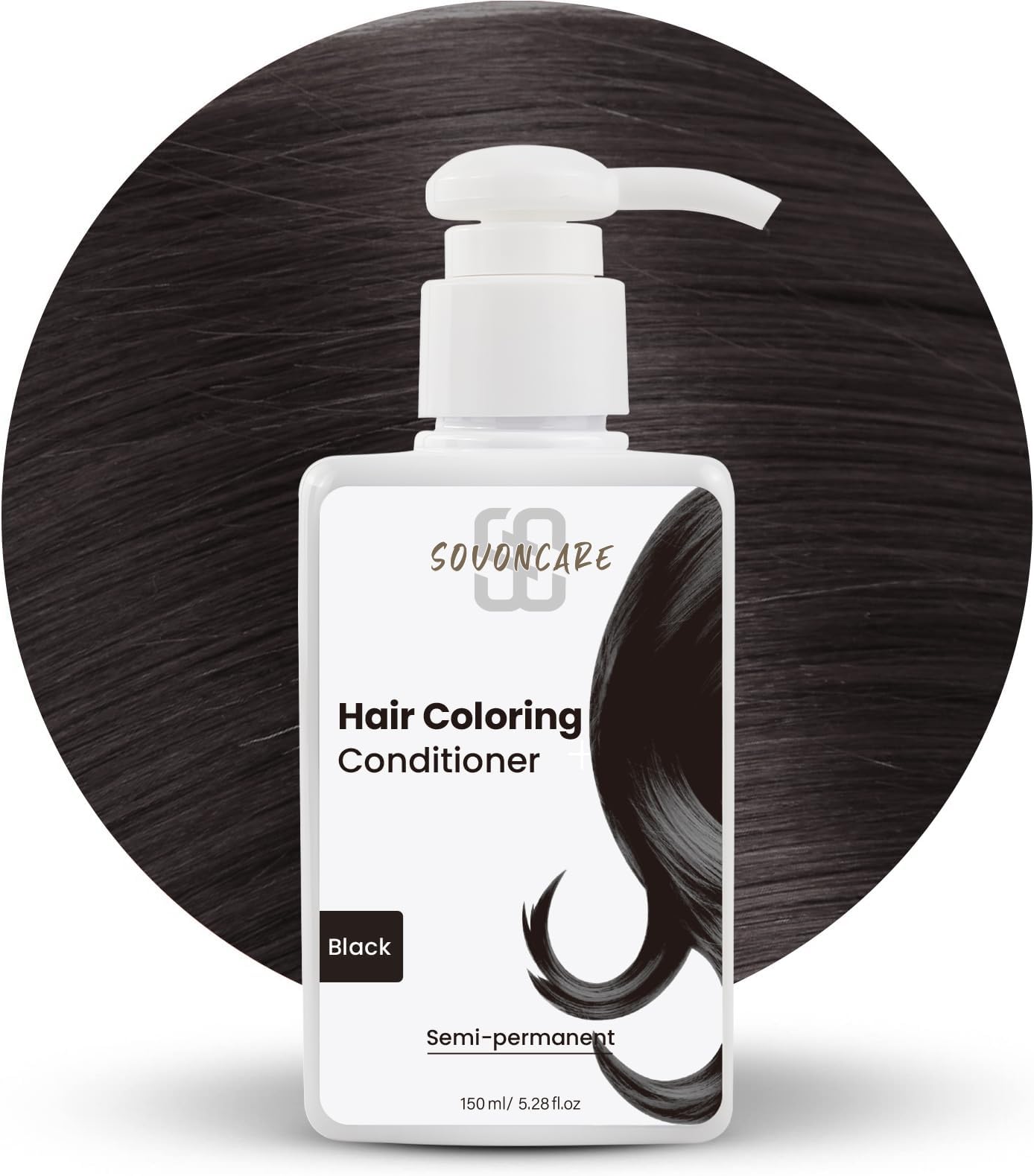 SOVONCARE Hair Color Depositing Conditioner, Black Semi