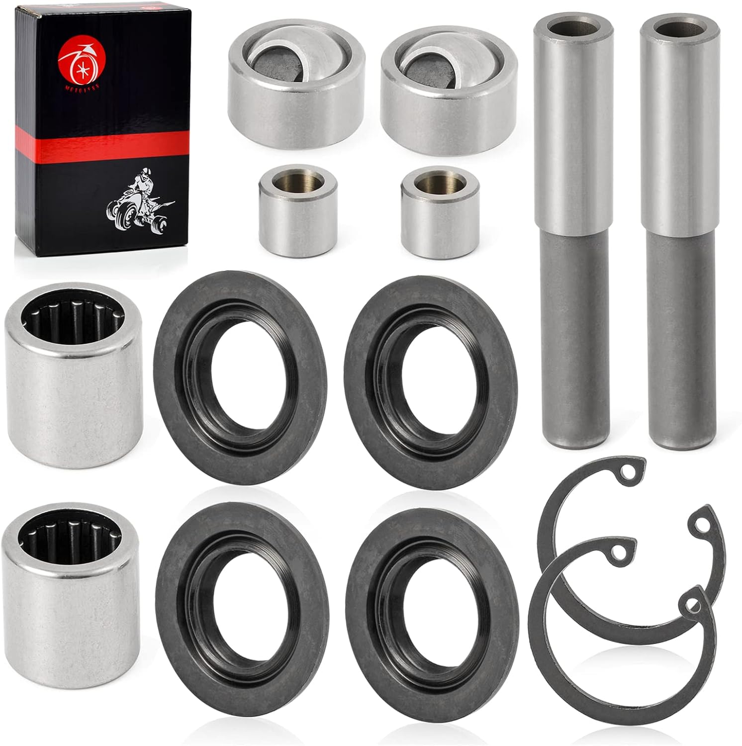 2 Set Front Upper A-Arm Bearing SEAL BALL JOINT SLEEVE Kit Compatible with Kawasaki 2005-2013 Brute Force 750 KVF750 Brute Force 650i KVF650 4x4i (NO KVF650 D E 4x4)